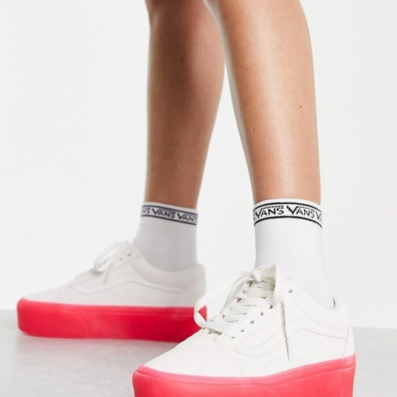 Vans UA Stackform sneakers in white with pink gum sole size5.5 new - Picture 8 of 10